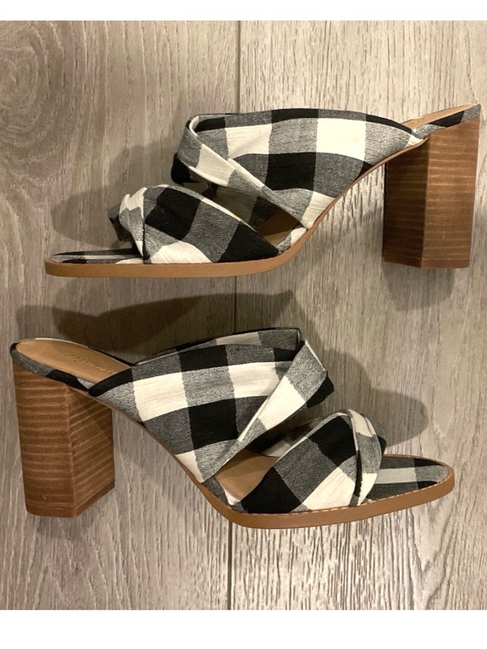 Madewell Mules Alexandria Black & White Gingham Check Size 9 NWOT